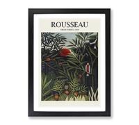 Monkeys And Parrot In The Virgin Forest By Henri Rousseau Exhibition Museum Painting Framed Wall Art Print, Ready to Hang Picture for Living Room Bedroom Home Office Décor, Black A2 (64 x 46 cm)