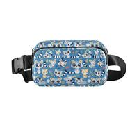Monkeys Bananas and Palm Leaves Waterproof Fanny Pack Waist Bag with Adjustable Strap for Travel Gym Work, Lemurs Madagascar on Blue Pattern, One Size