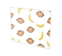 Monkeys Bananas White Print Acrylic Cutting Board with Counter Lip Non Slip Clear Vegetable Cutting Board for Countertop Large Size 16”×13”