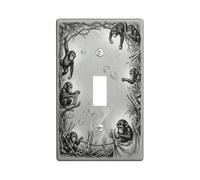 Monkeys Bathroom Single Light Switch Cover Plate, Fanciful Nature Bubbles Branches N/a Gray Plastic Standard Size Switch Plate Decorative for Home Living Room Bedroom Apartment Decor (Single)