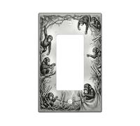 Monkeys Bathroom Single Rocker Light Switch Cover, Fanciful Nature Bubbles Branches N/a Gray Plastic Standard Size Decorative Wall Plates for Home Living Room Bedroom Apartment Decor