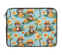 Monkeys Flowers Coconut Trees Straw Hats Laptop Sleeve Bag Protective Laptop Carrying Case Cover for 10/12/13/15/17 Inch