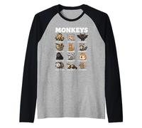 Monkeys Funny Animal Chart Humor Primate Wildlife Raglan Baseball Tee