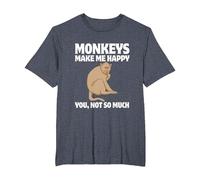 Monkeys Make Me Happy You, Not So Much T-Shirt, Men's Big and Tall, Heather Blue, 4X Tall