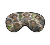 Monkeys Together Eye Mask Sleep Mask for Side Sleeper Women Men Pressure-Free & Light Block-Out Blindfold Soft Comfortable Eye Covers Breathable Blindfold Adjustable