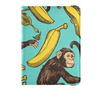 Monkeys Us Style Bananas Yellow Leather Passport Cover Holder Wallet Case Card Holder Passport Case Lightweight