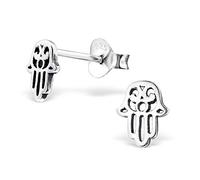 Monkimau Girl Earrings Hamsa Hand Fatima Stud Earrings made of 925 Sterling Silver Silver