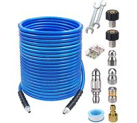 MONKKIGO Sewer Jetter Kit for Pressure Washer, 150ft, 1/4" Drain Cleaning Hose, Rotating Nozzle, 4.5" Orifice, 5800 PSI, Blue, 1 Kit