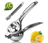 MONKKINO Lemon Squeezer, Fast Effortless Juice Extraction with Large Metal Citrus Juicer, Maximum Yield Heavy Duty Hand Lime Squeezer, Manual Lemon Juicer Press, Easy to Use w/Stainless Steel Zester