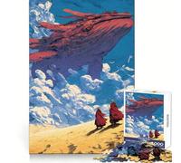 Monks, Whale, And Clouds 1000-piece Puzzle for Adults Cognitive Train Tight Connection Pattern Build Wall Art (38x26cm)