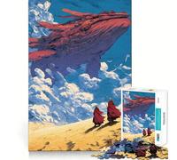 Monks, Whale, And Clouds 1000-piece Puzzle for Adults Cognitive Train Tight Connection Pattern Build Wall Art (38x26cm)