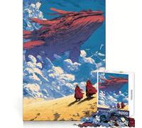 Monks, Whale, And Clouds 1000 Pieces Puzzles for Adults Recall Enhancer Tight Cut Pattern Assemble Night Game (50x75cm)