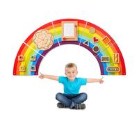 Monläurd® Wooden Rainbow Busy Board - Sensory Wall Activity Panel for Toddlers & Babies, Fine Motor Skills Development, Educational Screen-Free Toy for Playroom, Nursery, Daycare