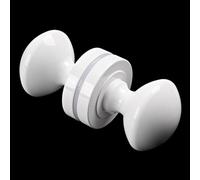Monlech 1PCS Double-Sided Round Mortice Door Knob, Aluminium Oval Handle for Doors, Sheds, Cabinets, Barn Door (White)