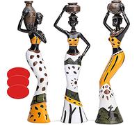 MonLiya 3 Pack African Sculpture with Adhesive Tape, Women Figurine Statue Home Decoration Ornaments Home Decor Ornaments for Living Room, Home Gifts for Mum, Friends (Style 1)