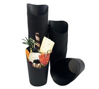 MonLiya 50 Pcs 14oz Disposal Take-Out Party Frozen Dessert Supplies Baking Cakes Egg Puff Waffle French Fries Chips Ice Cream Snacks Kraft Paper Cups Holder (Black)