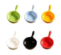 6 Pcs Ceramic Sauce Dishes Colorful Mini Appetiser Dishes Ketchup Side Dish Condiment Relish Plate Side Seasoning Dish Snack Serving Dishes with Grip Handle
