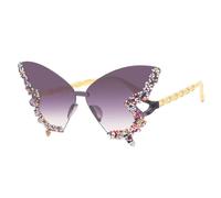 monmandi Butterfly-shaped Decorative Rimless Glasses, Women's Party and Ball Gown Style Sunglasses (purple,Casual)