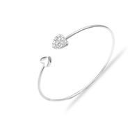 monmandi Full Diamond Heart-shaped Open-gold Bracelet. Handcrafted Double Heart-shaped Diamond-studded Ring. (gold)