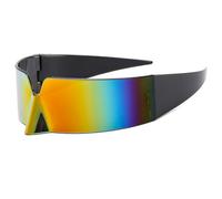 monmandi Party Dance Party Decor Sunglasses Future Tech Feel One-Piece Rimless Eyeglasses Cyberpunk Goggles (Casual,silver red)