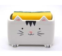 MONMOB Cat Sponge Holder - Cute Kitchen Accessories and Home Decor - Ceramic Holder for Women - Ideal Birthday and Valentine's Day Gift