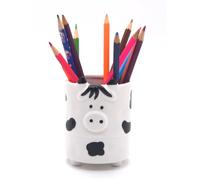 MONMOB Ceramic Cow Shaped Pen Pencil Holder for Desk Decoration Accessories Cow Decor Succulent Plant Pot Office School Ideal Gifts for Women, Mom or Birthdays