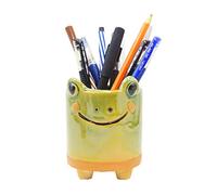 MONMOB Ceramic Frog Pencil Holder Frog Pencil Holder for Desk Accessories Decoration Succulent Plant Pot Office School Ideal Gifts for Women, Mom or Birthdays