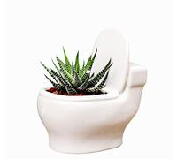 MONMOB Ceramic Toilet Plant Pot/Bonsai Pot/Flower Pot/Succulent Planter White (4.6“)