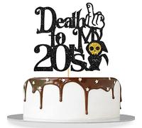 MonMon & Craft Death to My 20's Cake Topper / 30th Birthday Cake Decor/Rip Twenties/Thirty Birthday Party Decorations - Black Glitter