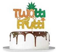 MonMon & Craft Twotti Frutti Cake Topper/Happy 2nd Birthday/Fruit Theme Two Years Old Birthday Party Decorations 2nd Birthday - Green & Gold Glitter