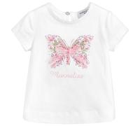 Monnalisa Bebé Girls White Cotton Butterfly T-Shirt-6 Months