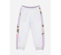 Monnalisa Girks Romantic Flowers Joggers in White - Purple - 12 Yrs