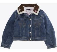 MONNALISA Girl's Disney Print Denim Shacket with Fur Collar - Size: 2 - female
