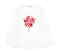 Monnalisa Girls Ivory Fuchsia Pink Bouquet T-Shirt-10 Years