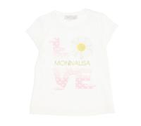 Monnalisa Girls Ivory Love Logo T-Shirt-4 Years