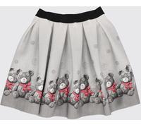 MONNALISA Girl's Pleated Mini Skirt in Neoprene with Teddy Bear Print - Size: 4 - female