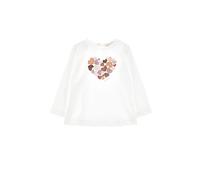 Monnalisa Ivory Sparkly Heart T-Shirt-12 Months