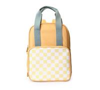 Monnëka Scout Backpack for Kids | Spacious Waterproof School Bag for School, Outings or Weekends | Padded Shoulder Straps, Multiple Pockets and Mini Pencil Case Included, Yellow Chess