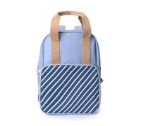 Monnëka Scout Backpack for Kids | Spacious Waterproof School Bag for School, Outings or Weekends | Padded Shoulder Straps, Multiple Pockets and Mini Pencil Case Included, Stripes Blue