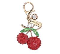 MONNEL MC349 Crystal Cherry Lobster Clasp Charm for Women with Velvet Bag (Red,1 Piece)