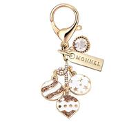 MONNEL MC497 Crystal Love Heart and Ball Lobster Clasp Charm for Women with Velvet Bag (White,1 Piece)