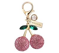 MONNEL MC539 Crystal Big 3D Cherry Lobster Clasp Charm for Women with Velvet Bag (Pink,1 Piece)