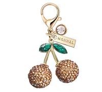 MONNEL MC540 Crystal Big 3D Cherry Lobster Clasp Charm for Women with Velvet Bag (Gold Brown,1 Piece)