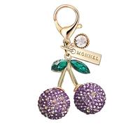 MONNEL MC541 Crystal Big 3D Cherry Lobster Clasp Charm for Women with Velvet Bag (Purple,1 Piece)