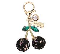 MONNEL MC542 Crystal Big 3D Cherry Lobster Clasp Charm for Women with Velvet Bag (Black,1 Piece)