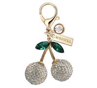 MONNEL MC548 Crystal Big 3D Cherry Lobster Clasp Charm for Women with Velvet Bag (White,1 Piece)