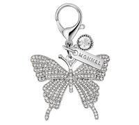 MONNEL MC567 Big Crystal Butterfly Lobster Clasp Charm for Women with Velvet Bag (White,1 Piece)