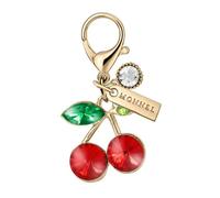 MONNEL MC582 Little Crystal Cherry Lobster Clasp 3D Charm for Women with Velvet Bag (Red,1 Piece)