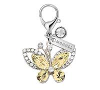 MONNEL MC602 Little Crystal Butterfly Lobster Clasp 3D Charm for Women with Velvet Bag (Brown,1 Piece)