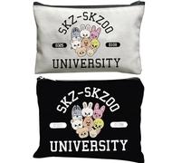 MONNYCAR Stay Fandom University Makeup Bag - SKZ K-POP Group Gift for Fans - STAY Character Cosmetic Bag - K-POP Fans Gift - Double-sided Printing, white, 2pcs